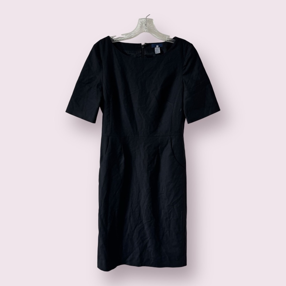 J Crew Black Wool Short Sleeve Sheath Workwear Dress size 4